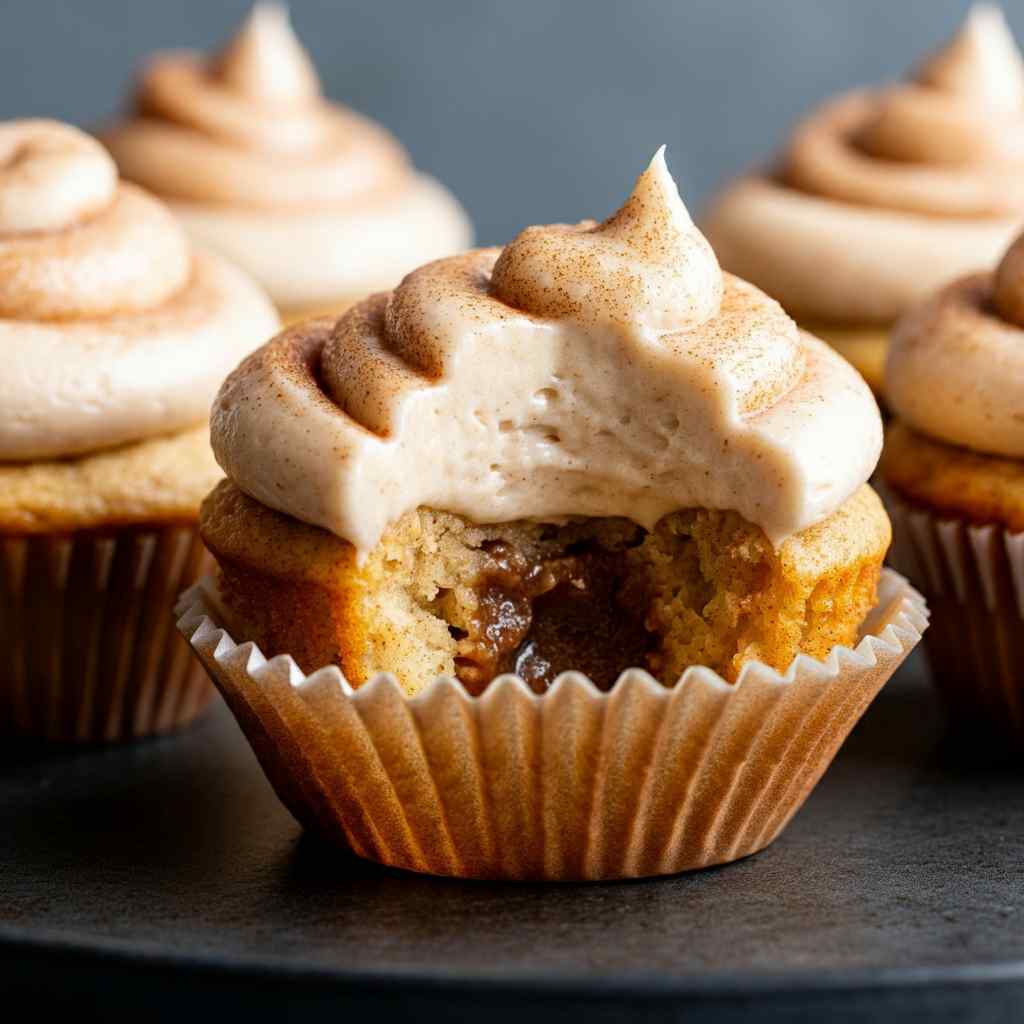 Cinnamon Roll Cupcakes with Cinnamon Filling