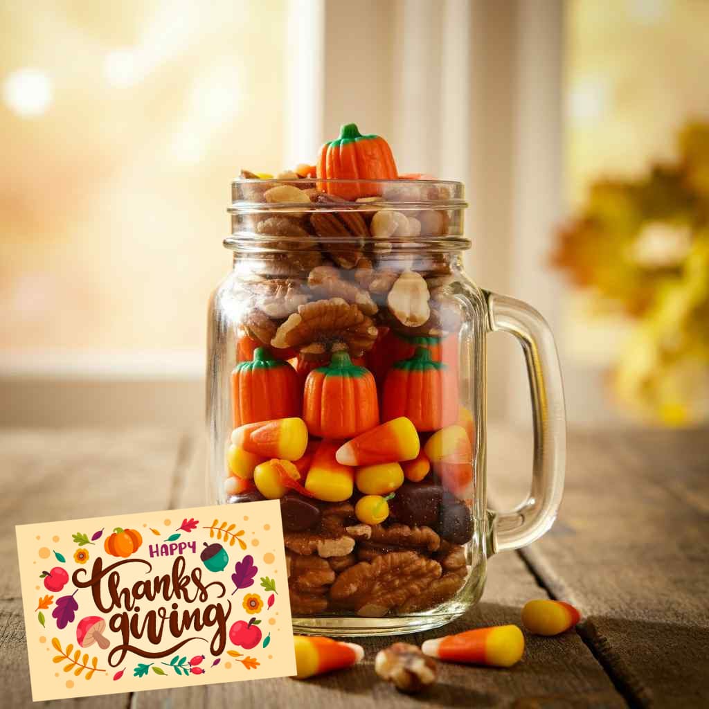 Thanksgiving Mason Gift Jars (FREE Printable Tags)