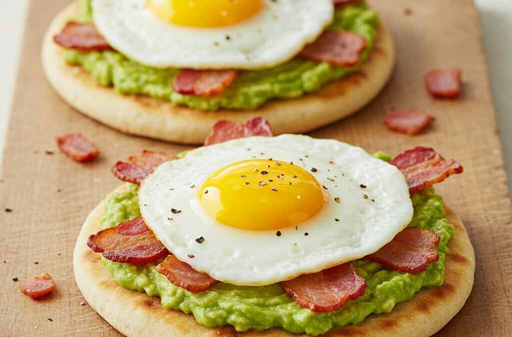 Avocado and Bacon Breakfast Pizzas