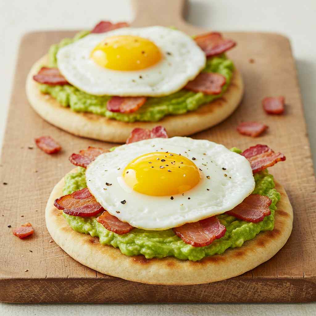 Avocado and Bacon Breakfast Pizzas