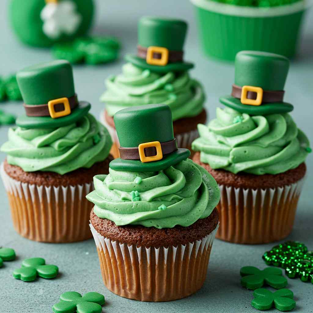 St. Patrick’s Chocolate Cupcakes with Creamy Mint Frosting